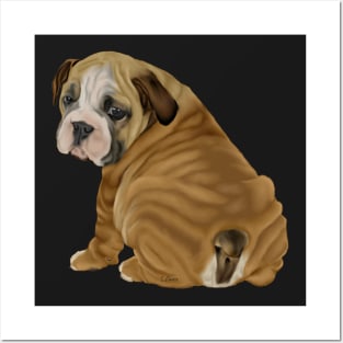 Cute English Bulldog Puppy Posters and Art